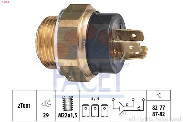FACET Temperatuurilülitus, radiaatorivent. 7.5604 7.5604 Temperatuurilülitus radiaatoriventilaator FACET CITROЁN C3