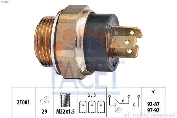 FACET Temperatuurilülitus, radiaatorivent. 7.5612 Temperatuurilülitus radiaatoriventilaator FACET Citroën C3 7.5612