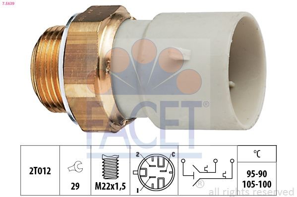 FACET Temperatuurschakelaar, radiateurventilator 7.5639 7.5639 Thermoschakelaar radiateurventilator FACET OPEL CORSA