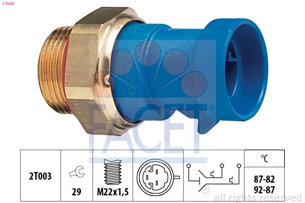 FACET Temperatuurschakelaar, radiateurventilator 7.5642 7.5642 Thermoschakelaar radiateurventilator FIAT FREEMONT FACET