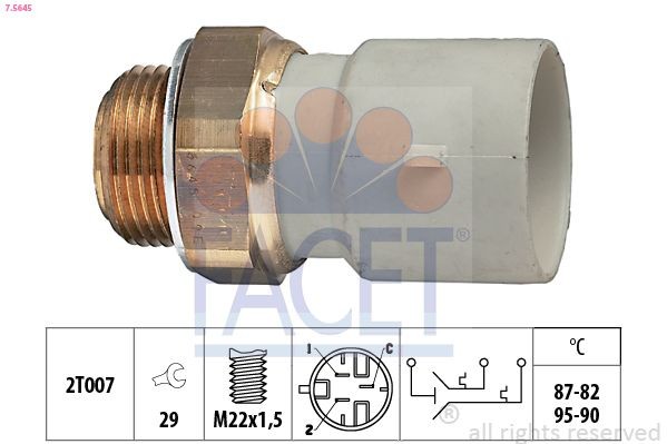 FACET Temperatuurschakelaar, radiateurventilator 7.5645 Opel CORSA Thermoschakelaar radiateurventilator FACET 7.5645