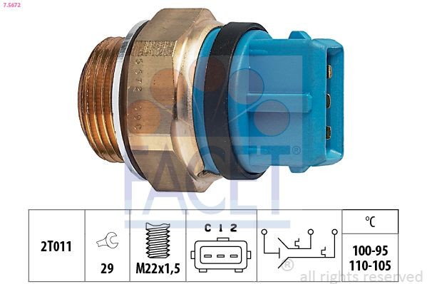 FACET Temperaturkontakt, kølerventilator 7.5672 Temperaturkontakt kølerventilator FACET Opel MANTA 7.5672