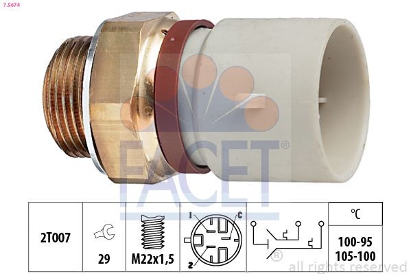 FACET Interrupteur de température, ventilateur de radiateur 7.5674 FACET 7.5674 Interrupteur de température ventilateur de radiateur Vectra Mk1 (B) CC (J96) prix
