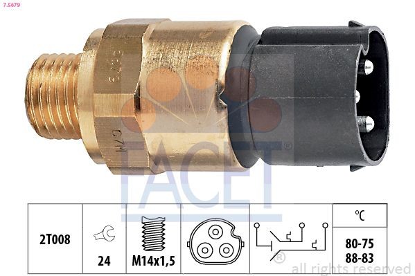 FACET Interruptor de temperatura, ventilador do radiador 7.5679 7.5679 Interruptor de temperatura ventilador do radiador SAAB 99 FACET
