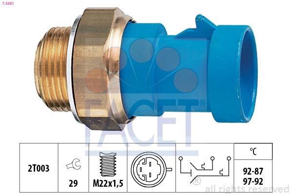 FACET Temperaturkontakt, kølerventilator 7.5681 Temperaturkontakt kølerventilator FACET Lancia KAPPA 7.5681