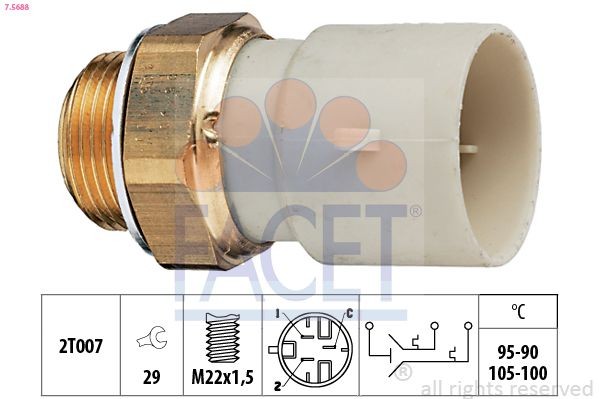 FACET Θερμικός διακόπτης, βεντιλατέρ ψυγείου 7.5688 Βαλβίδα θερμοκρασίας βεντιλατερ FACET Opel OMEGA 7.5688