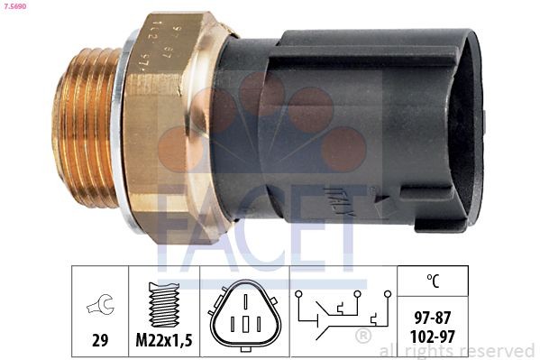 FACET Interruptor de temperatura, ventilador do radiador 7.5690 FACET 7.5690 Interruptor de temperatura ventilador do radiador Golf 4 Cabrio a um preço acessível
