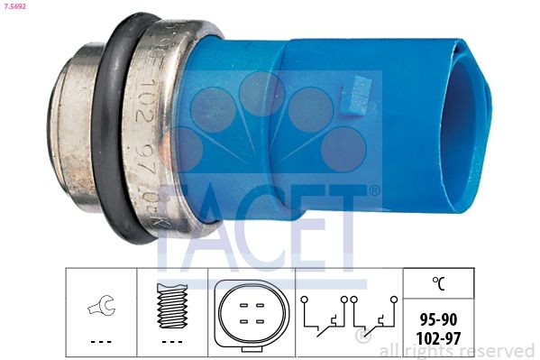 FACET Θερμικός διακόπτης, βεντιλατέρ ψυγείου 7.5692 7.5692 FACET Βαλβίδα θερμοκρασίας βεντιλατερ Renault Trucks φθηνά