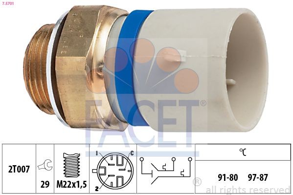 Termocontatto ventola radiatore FACET 7.5701 EPS 1.850.701 FACET 7.5701 Bulbo radiatore Volvo V40 Station wagon 2001