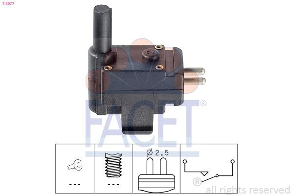 FACET Interruptor, luz de marcha-atrás 7.6077 FACET 7.6077 Interruptores de la luz de marcha atrás Mercedes S124 (W124) originais preço