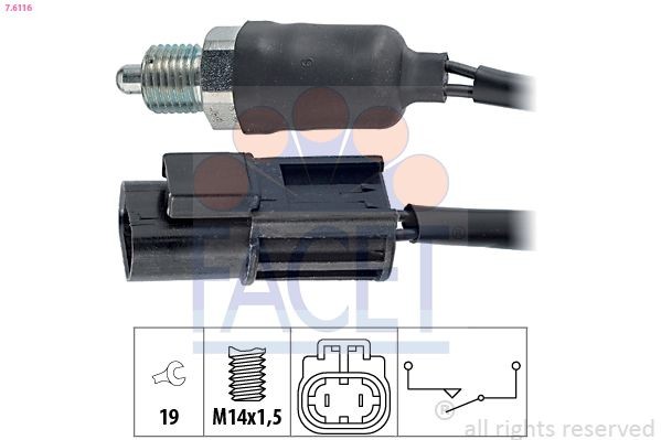 FACET Interruptor, piloto de marcha atrás 7.6116 FACET 7.6116 Habitáculo Nissan Bluebird T72 1985