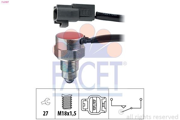 FACET Interruptor, luz de marcha-atrás 7.6197 Interruptor marcha atrás Toyota _AZE15_, _NZE15_, _ZRE15_ 7.6197 FACET