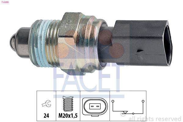 FACET Contacteur, feu de recul 7.6205 Capteur de feu de recul FACET VENTO 7.6205 pas cher