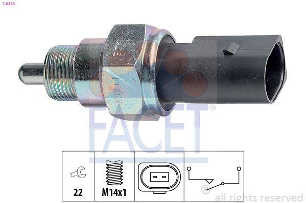 FACET Contacteur, feu de recul 7.6238 Interrupteur feu-marche arrière FACET VENTO 7.6238 pas cher