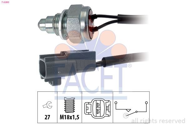 Bryter, ryggelys FACET 7.6260 FACET 7.6260: Bryter ryggelys Citroen C1 2016