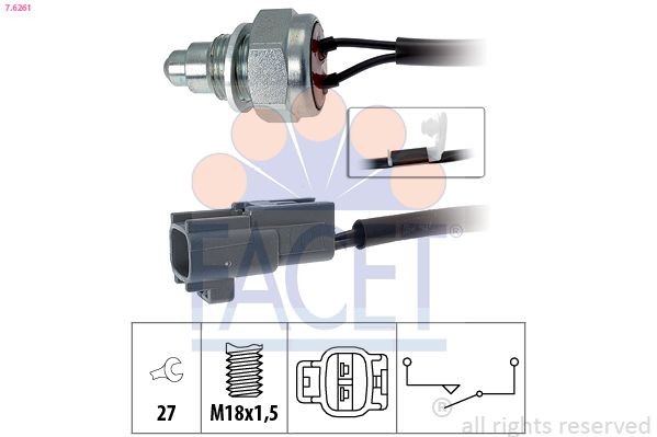 FACET Interruptor, luz de marcha-atrás 7.6261 Interruptores de la luz de marcha atrás FACET CELICA 7.6261 baratos