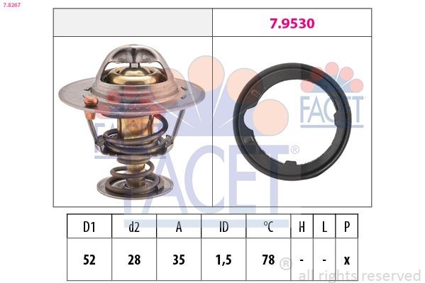 FACET Termostaat, Jahutusvedelik 7.8267 FACET 7.8267 Termostaat HONDA Civic VIII Sedaan (FD, FA) odav