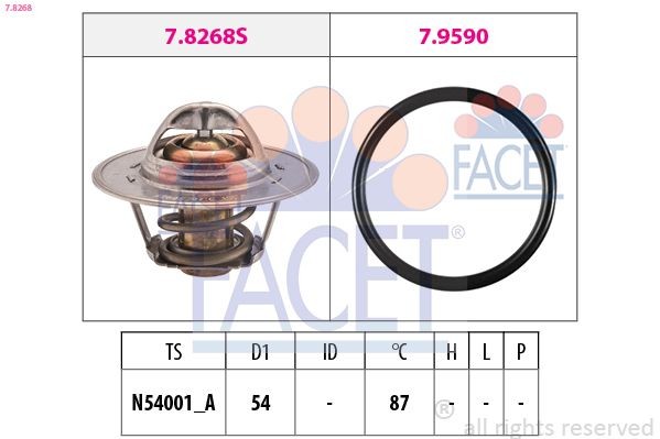 FACET Termostat, kølemiddel 7.8268 Motor termostat FACET AUDI 7.8268