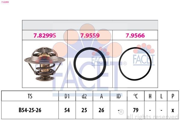 FACET Termostato motore 7.8299 7.8299 Termostato refrigerante FACET OPEL MOVANO costo