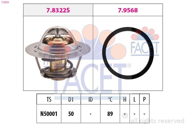 FACET Termostaatti, jäähdytysneste 7.8322 7.8322 FACET Termostaatti NISSAN KUBISTAR