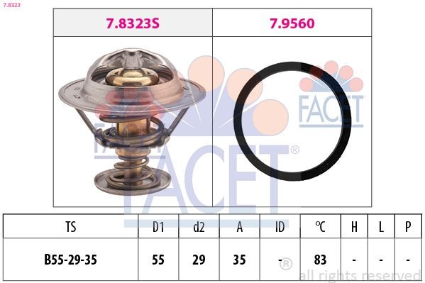 FACET Termostat chladenia 7.8323 Termostat FACET Peugeot 807 7.8323