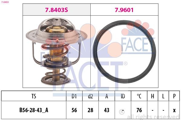 FACET Termostaat, Jahutusvedelik 7.8403 Termostaat FACET 124 7.8403 odav