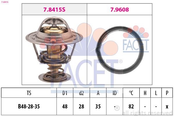 FACET Termostat, kylvätska 7.8415 7.8415 FACET termostathus KIA CERATO