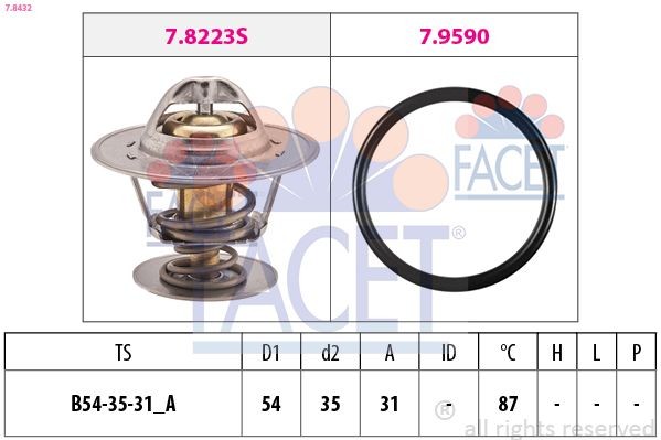 FACET Termostat, kølemiddel 7.8432 Termostat FACET VW 7.8432