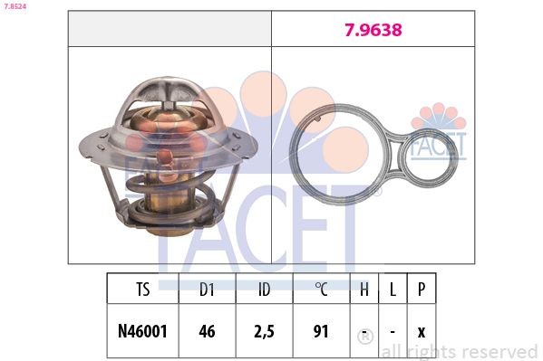 FACET Thermostaat, koelvloeistof 7.8524 FACET 7.8524 Thermostaat CHRYSLER VOYAGER kosten