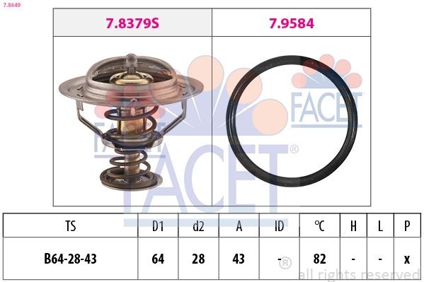 FACET Termostaat, Jahutusvedelik 7.8649 7.8649 Termostaat NISSAN QASHQAI FACET