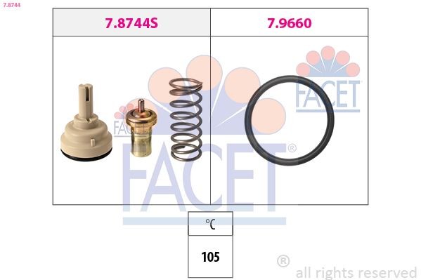 FACET Termostaatti, jäähdytysneste 7.8744 7.8744 FACET Termostaatin VW GOL