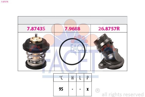 FACET Θερμοστάτης, ψυκτικό υγρό 7.8757K Θερμοστάτης FACET Skoda 105,120 7.8757K