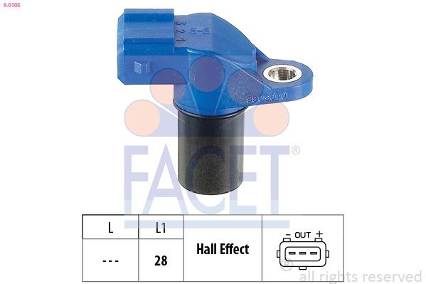 FACET Turtallssensor, motormanagement 9.0105 Veivakselsensor FACET Chevrolet COLORADO 9.0105