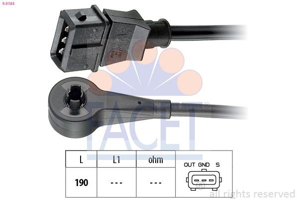 FACET Impulsgiver, veivaksel 9.0184 9.0184 Veivakselsensor FACET DACIA DUSTER