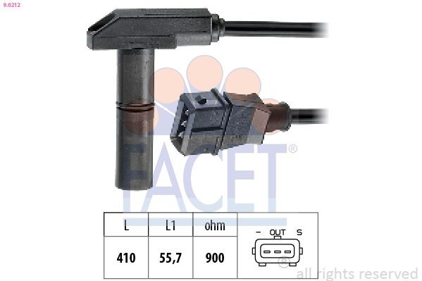 FACET Impulsgiver, veivaksel 9.0212 9.0212 Veivakselsensor PORSCHE 718 FACET