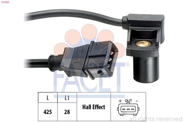 Sensor, kamakselposisjon FACET 9.0239 FACET 9.0239: Kamakselsensor Alfa Romeo 147 2007
