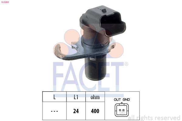 FACET Gerador de impulsos, cambota 9.0260 9.0260 Sensor da cambota FACET PEUGEOT 508