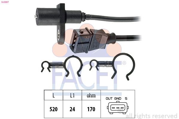 FACET Crankshaft sensor 9.0397 FACET 9.0397 Volvo 960 Saloon crankshaft sensor cost