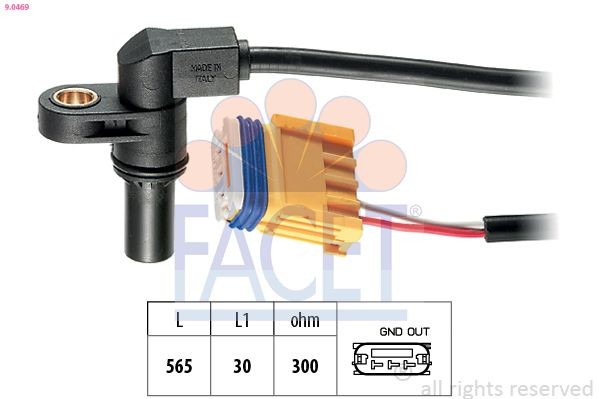 Varvtalssensor, automatväxellåda FACET 9.0469 FACET 9.0469: Sensor hastighet Citroen JUMPY 2010