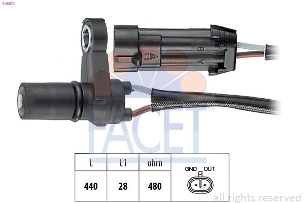 FACET Drehzahlsensor, Automatikgetriebe 9.0495 Geschwindigkeitssensor FACET Hyundai TUCSON 9.0495