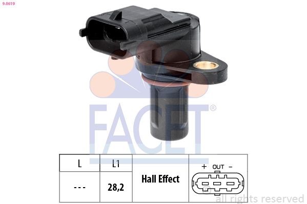 FACET Sensore albero a camme 9.0619 FACET 9.0619 Sensore albero a camme VAUXHALL Nova CC (S83) 1.4 i S 82 CV 1993