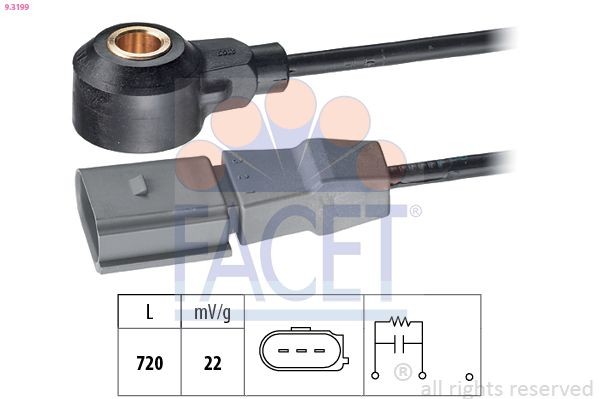 FACET Klopsensor 9.3199 Volkswagen LUPO Klopsensor FACET 9.3199