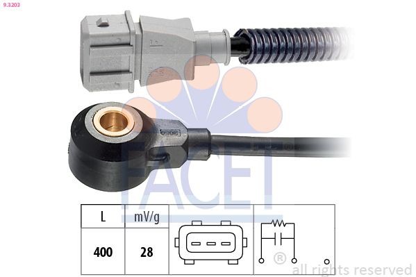 Sensore di detonazione FACET 9.3203 FACET 9.3203 Sensore di battito Hyundai SANTA FE 2011
