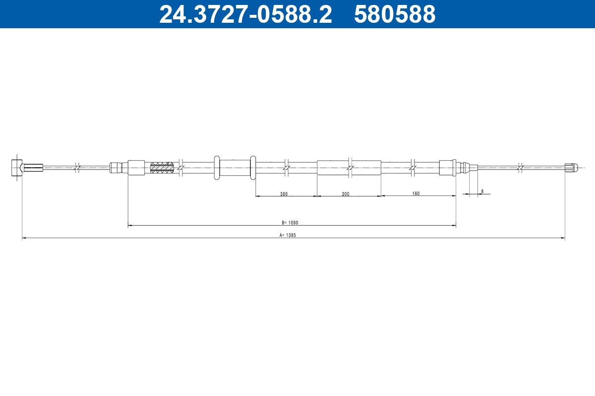 ATE Cavo freno a mano 24.3727-0588.2 ATE 24.3727-0588.2 Corde freno a mano OPEL Movano C Van (U9) originali prezzo