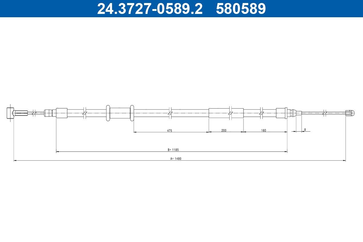 ATE Tautrekk, håndbremse 24.3727-0589.2 ATE 24.3727-0589.2 originale Håndbrekk OPEL ASCONA pris