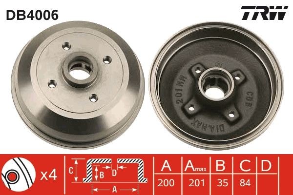 TRW Bremsetrommel DB4006 DB4006 TRW Trommelbremse Chevrolet billige