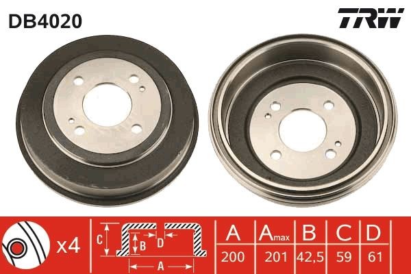 TRW Bromstrumma DB4020 TRW DB4020 trumbromsar Honda Accord 3 pris