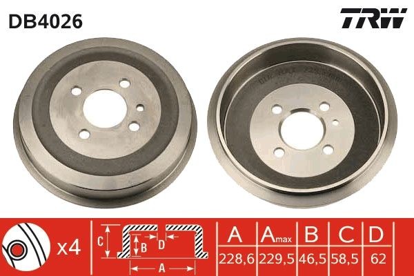 TRW Bremstrommel DB4026 DB4026 TRW Bremstrommeln DR DR5 hinten und vorne kaufen