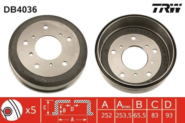 TRW Brake drum DB4036 DB4036 TRW brake drum for VW PASSAT