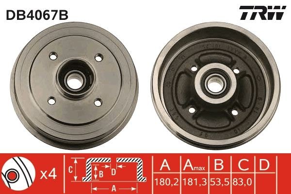 TRW Brzdový bubon DB4067B TRW DB4067B originálne Brzdový bubon Renault R21 B48 cena